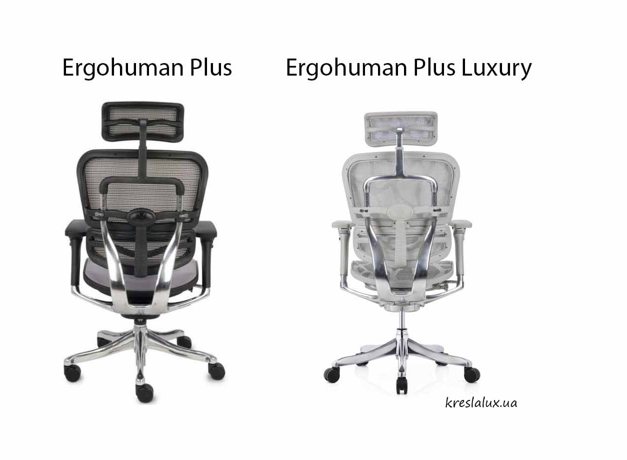 Визуальная разница кресла Ergohuman Plus и Ergohuman Plus Luxury, kreslalux.ua